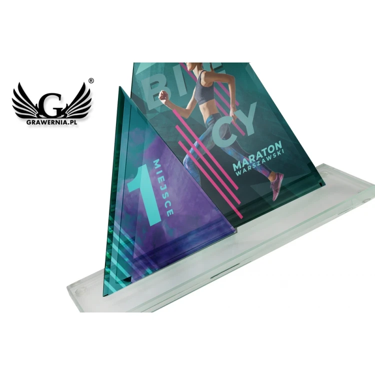 Trofeum szklane z nadrukiem UV - Pascal - TSZ083