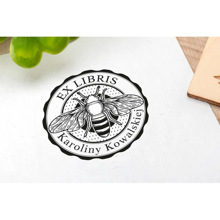 Stempel Ex Libris do odbijania w tuszu - Trzmiel - średnica gryfu 40mm - EX034