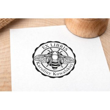 Stempel Ex Libris do odbijania w tuszu - Trzmiel - średnica gryfu 40mm - EX034
