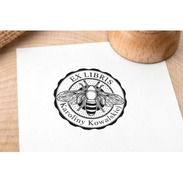 Stempel Ex Libris do odbijania w tuszu - Trzmiel - średnica gryfu 40mm - EX034