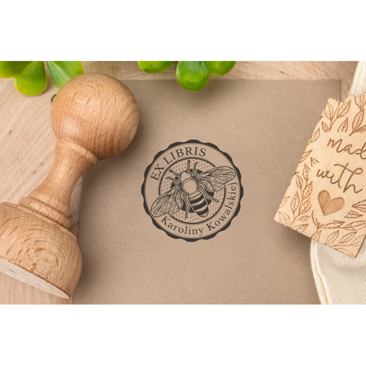 Stempel Ex Libris do odbijania w tuszu - Trzmiel - średnica gryfu 40mm - EX034
