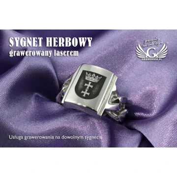 Usługa grawerowania herbu na sygnecie - sygnet herbowy - SY028