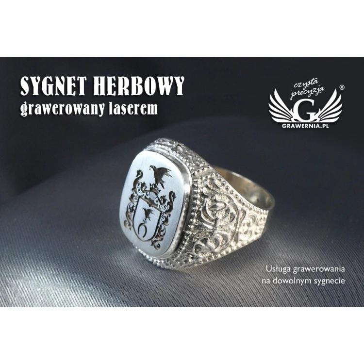 Usługa grawerowania herbów na sygnetach - sygnety herbowe - SY002