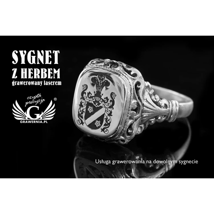 Usługa grawerowania herbu na sygnecie - sygnet herbowy - SY030