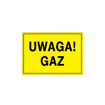 Uwaga gaz - tabliczka ostrzegawcza - wym. 495x345mm - PVC - kolorowy druk UV - BHP120