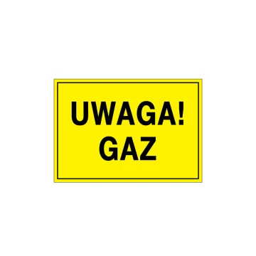Uwaga gaz - tabliczka ostrzegawcza - wym. 495x345mm - PVC - kolorowy druk UV - BHP120
