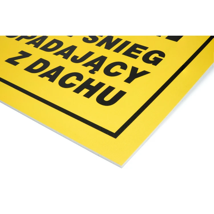 Uwaga, lód i śnieg spadający z dachu - tabliczka ostrzegawcza wym. 350x250mm - PVC - kolorowy druk UV - BHP157