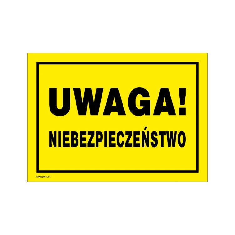 Uwaga niebezpieczeństwo - tabliczka ostrzegawcza wym. 350x250mm - PVC - kolorowy druk UV - BHP161