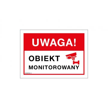 Uwaga obiekt monitorowany - tabliczka wym. 210x150mm - PVC - kolorowy druk UV - TAB173