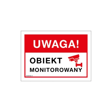 Uwaga obiekt monitorowany - tabliczka wym. 210x150mm - PVC - kolorowy druk UV - TAB173