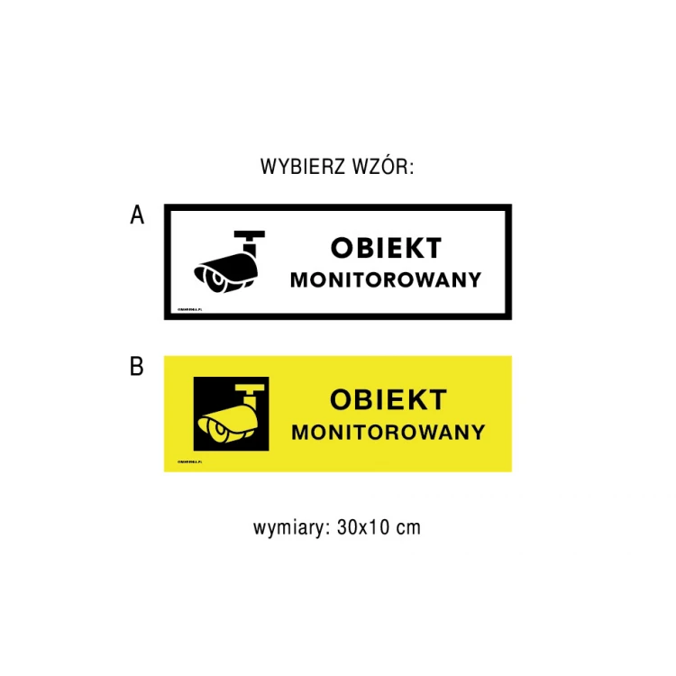 Uwaga obiekt monitorowany - tabliczka wym. 300x100mm - PVC - kolorowy druk UV - TAB176