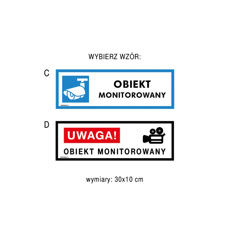 Uwaga obiekt monitorowany - tabliczka wym. 300x100mm - PVC - kolorowy druk UV - TAB176
