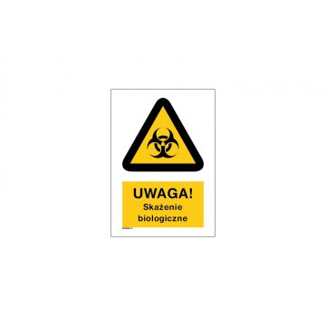 Uwaga skażenie biologiczne - wym. 297x210mm (A4) - PVC - kolorowy druk UV - BHP036