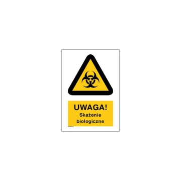 Uwaga skażenie biologiczne - wym. 297x210mm (A4) - PVC - kolorowy druk UV - BHP036