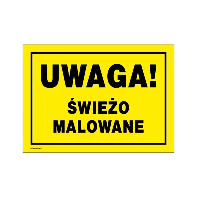 Uwaga świeżo malowane - tabliczka ostrzegawcza wym. 350x250mm - PVC - kolorowy druk UV - TAB222