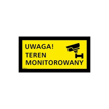 Uwaga teren monitorowany - tabliczka wym. 300x150mm - PVC - kolorowy druk UV - TAB175