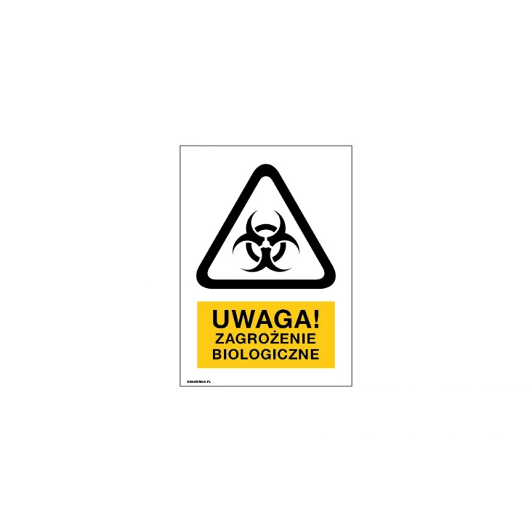 Uwaga zagrożenie biologiczne - wym. 150x210mm - PVC - kolorowy druk UV - BHP037