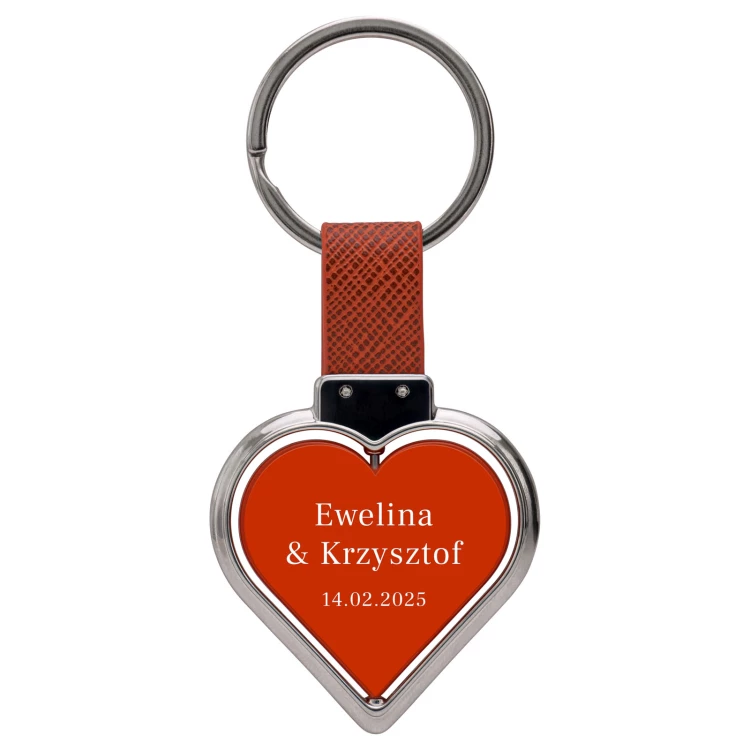 Brelok do kluczy w kształcie serca - prezent walentynkowy - wym. 46x72 mm - BRL035