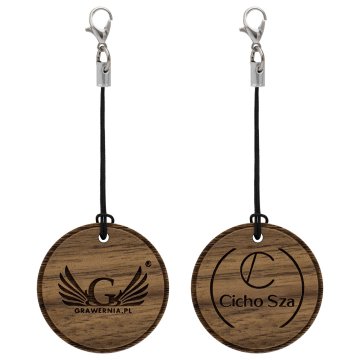Brelok/Zawieszka z grawerem - lite drewno orzechowe - wym. 34 mm - BRL040