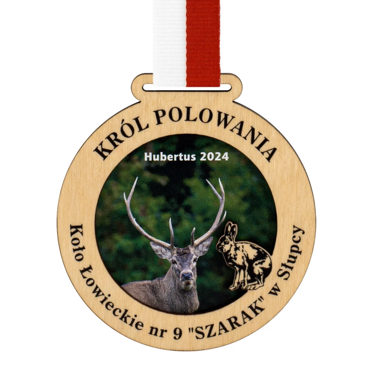 Drewniany medal Premium z motywem natury - śr. 80 mm - MGR120