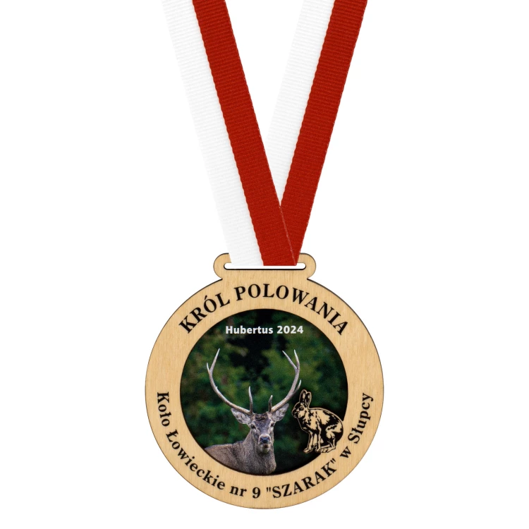 Drewniany medal Premium z motywem natury - śr. 80 mm - MGR120