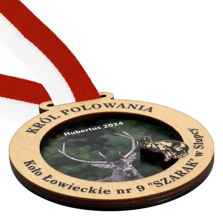 Drewniany medal Premium z motywem natury - śr. 80 mm - MGR120