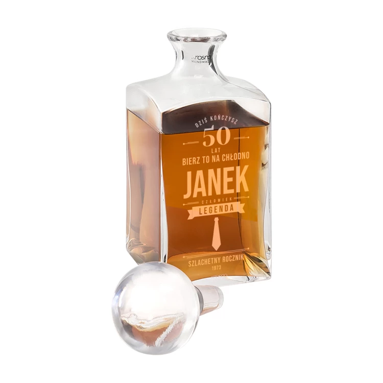 Karafka z grawerem do whisky lub nalewek - TREFL - Prezent na urodziny 50 lat - KAR048