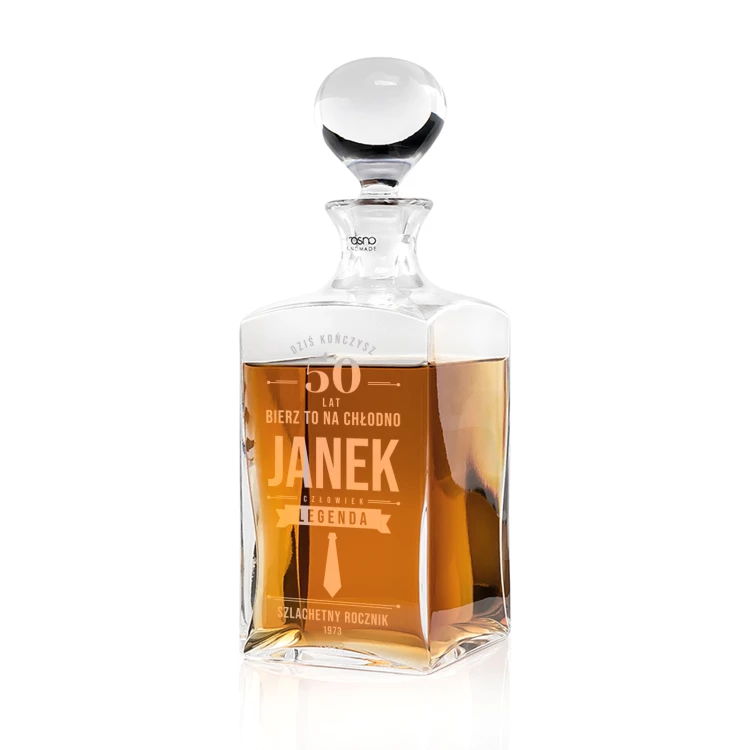 Karafka z grawerem do whisky lub nalewek - TREFL - Prezent na urodziny 50 lat - KAR048