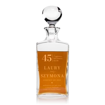 Karafka z grawerem do whisky lub nalewek - TREFL - 45 rocznica ślubu - KAR051