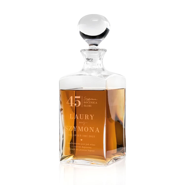 Karafka z grawerem do whisky lub nalewek - TREFL - 45 rocznica ślubu - KAR051