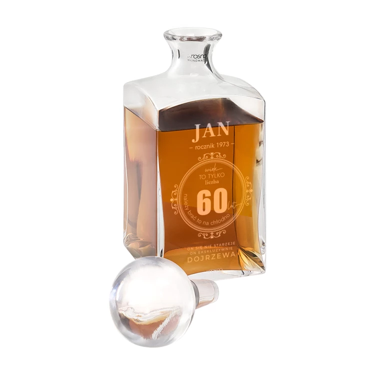 Karafka z grawerem do whisky lub nalewek - TREFL - Prezent na urodziny 60 lat - KAR053