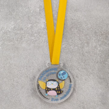 Medal pasowanie na ucznia - akryl transparentny gr. 5mm - śr. 60mm - MGR117