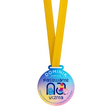 Medal pasowanie na ucznia - akryl transparentny gr. 5mm - śr. 60mm - MGR115