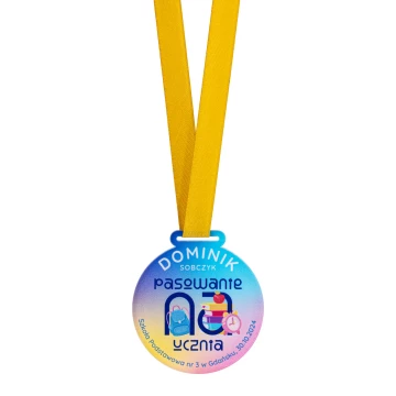 Medal pasowanie na ucznia - akryl transparentny gr. 5mm - śr. 60mm - MGR115