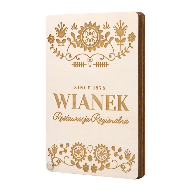 Drewniany płatnik kelnerski - dowolny grawer laserem - wym. 115x170mm - MEN030