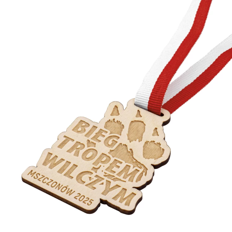 Medal drewniany grawerowany laserem - wymiary: 70x50mm - gr. 3mm - MGR121