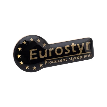 Pins z mosiądzu - doming 3D - wym. 31x14 mm - PWD042