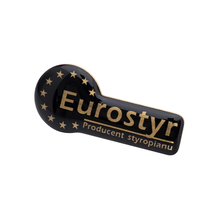 Pins z mosiądzu - doming 3D - wym. 31x14 mm - PWD042