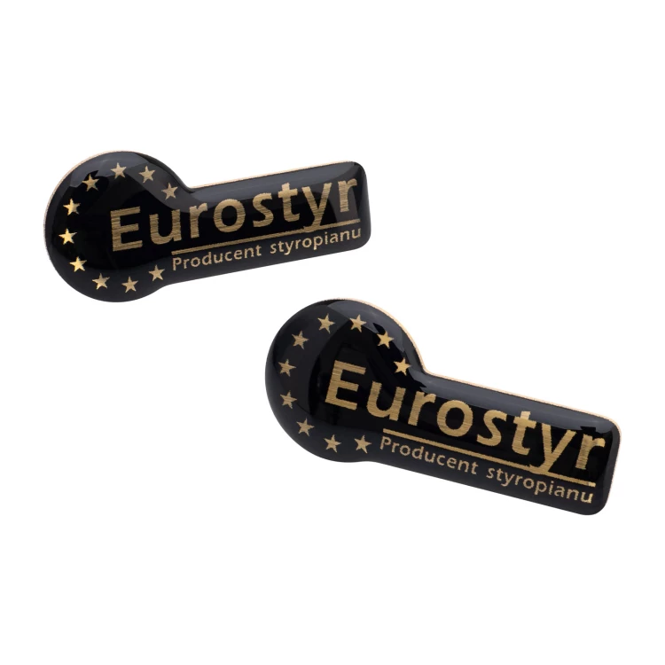 Pins z mosiądzu - doming 3D - wym. 31x14 mm - PWD042