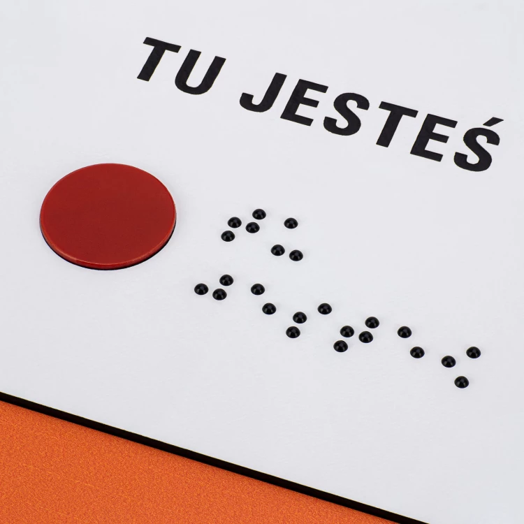 Plan tyflograficzny z pismem Braille'a - PVC twarde, 3D doming, laminat i akryl - wym. 1000x800mm - TAB639