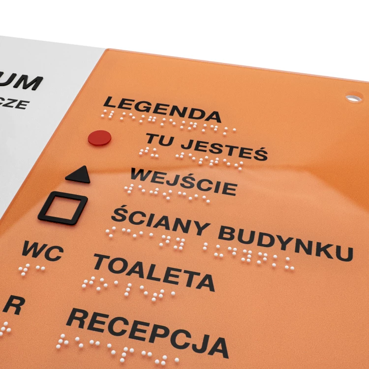 Plan tyflograficzny z pismem Braille'a - PVC twarde, tworzywo ADA i akryl - wym. 475x320 mm  - TAB666