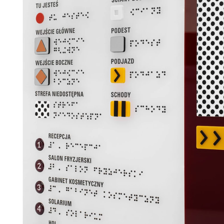 Plan tyflograficzny z pismem Braille'a - tworzywo ADA, 3D doming, laminat i akryl - wym. 530x350 mm - TAB696