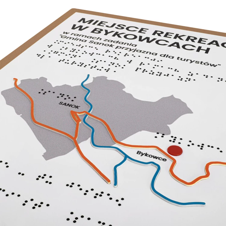 Plan tyflograficzny z pismem Braille'a - PVC twarde, tworzywo ADA, laminat i akryl - wym. 770x320 mm  - TAB668