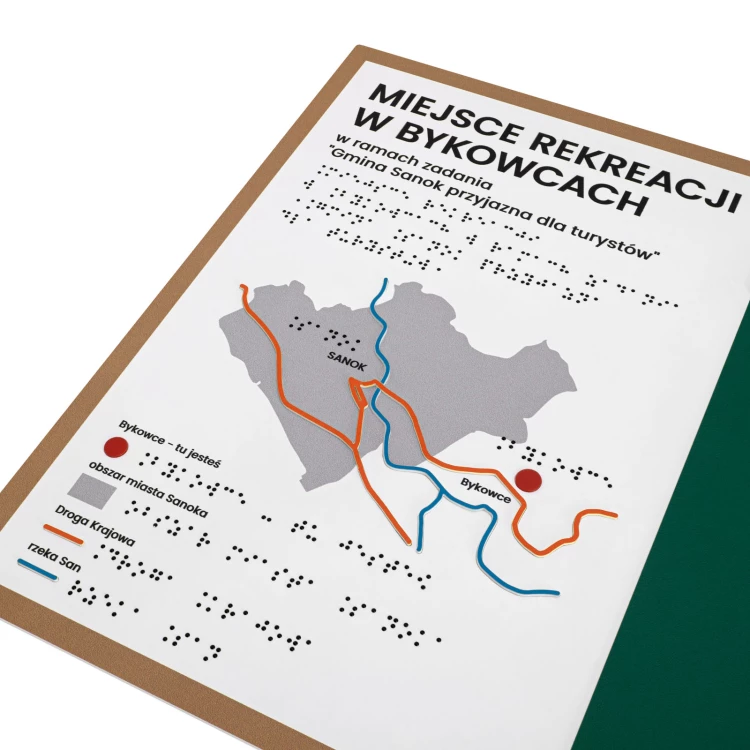 Plan tyflograficzny z pismem Braille'a - PVC twarde, tworzywo ADA, laminat i akryl - wym. 770x320 mm  - TAB668