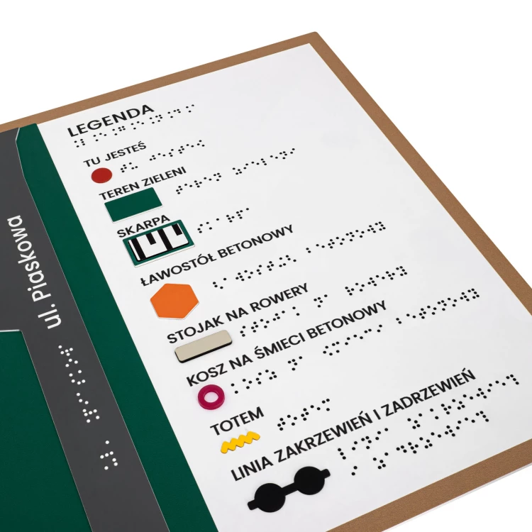 Plan tyflograficzny z pismem Braille'a - PVC twarde, tworzywo ADA, laminat i akryl - wym. 770x320 mm  - TAB668