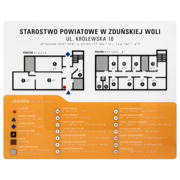 Plan tyflograficzny z pismem Braille'a - PVC twarde, tworzywo ADA, laminat i akryl - wym. 550x435 mm - TAB674