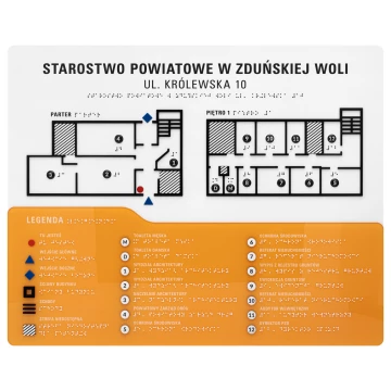 Plan tyflograficzny z pismem Braille'a - PVC twarde, tworzywo ADA, laminat i akryl - wym. 550x435 mm - TAB674