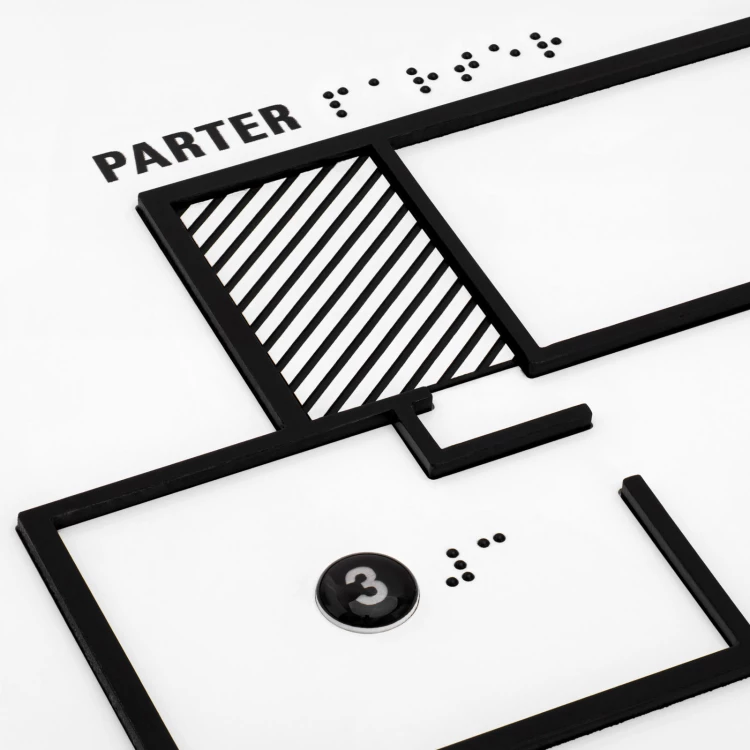 Plan tyflograficzny z pismem Braille'a - PVC twarde, tworzywo ADA, laminat i akryl - wym. 550x435 mm - TAB674