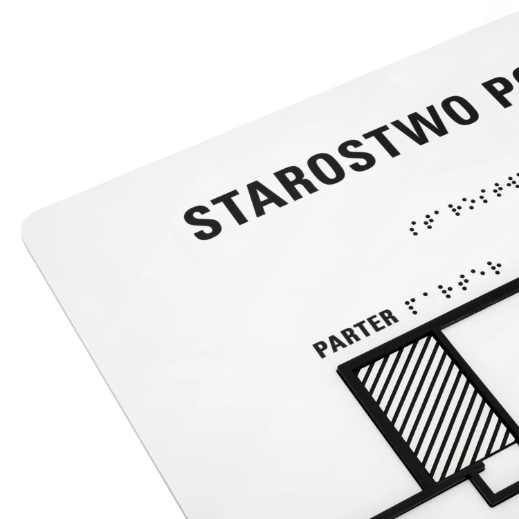 Plan tyflograficzny z pismem Braille'a - PVC twarde, tworzywo ADA, laminat i akryl - wym. 550x435 mm - TAB674