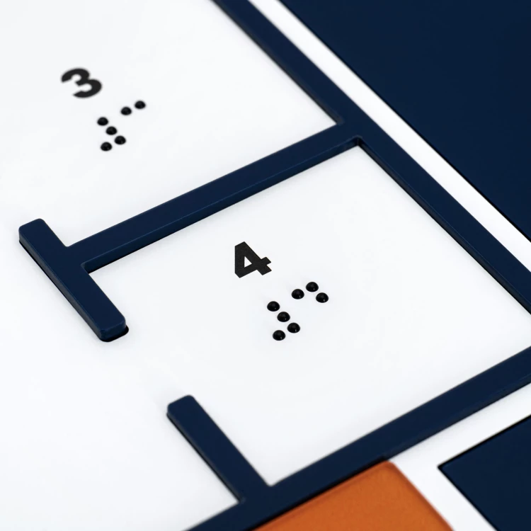 Plan tyflograficzny z pismem Braille'a - PVC twarde, tworzywo ADA, laminat i akryl - wym. 475x480 mm - TAB675